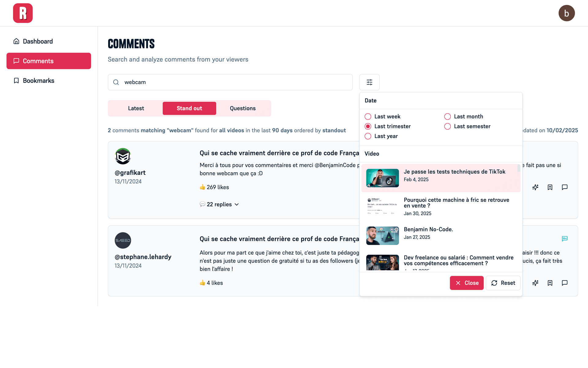 Filter and search feature demo